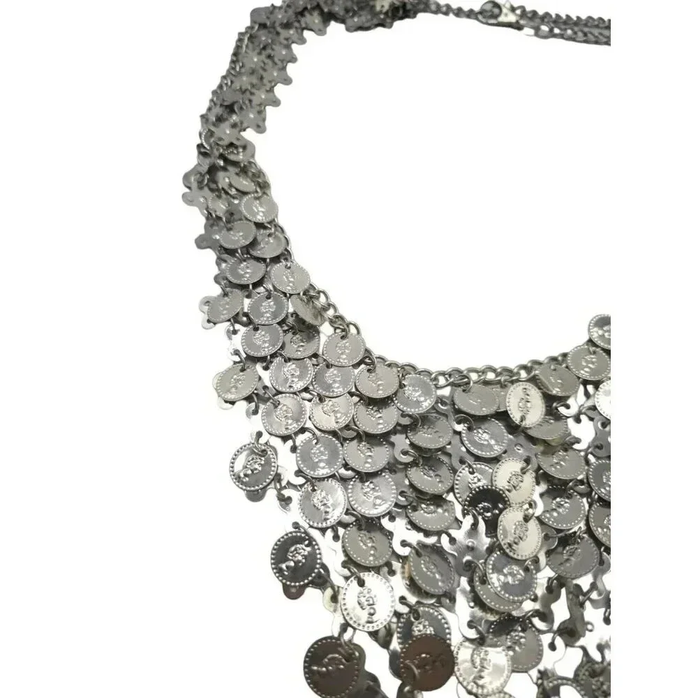 Belly Dancer Coin Belt Silver Tone Adjustable Vintage 44